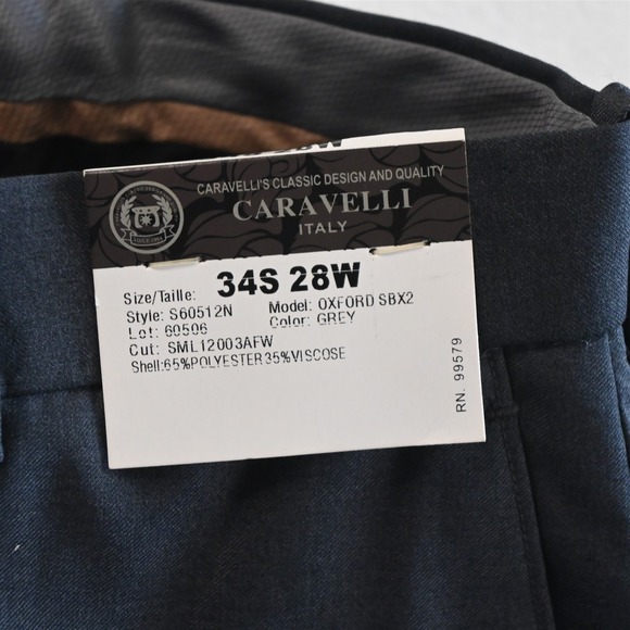 New Caravelli 34S 28x34 Gray Super 150Ss Oxford Mens Jacket Pants Suit - Picture 10 of 12